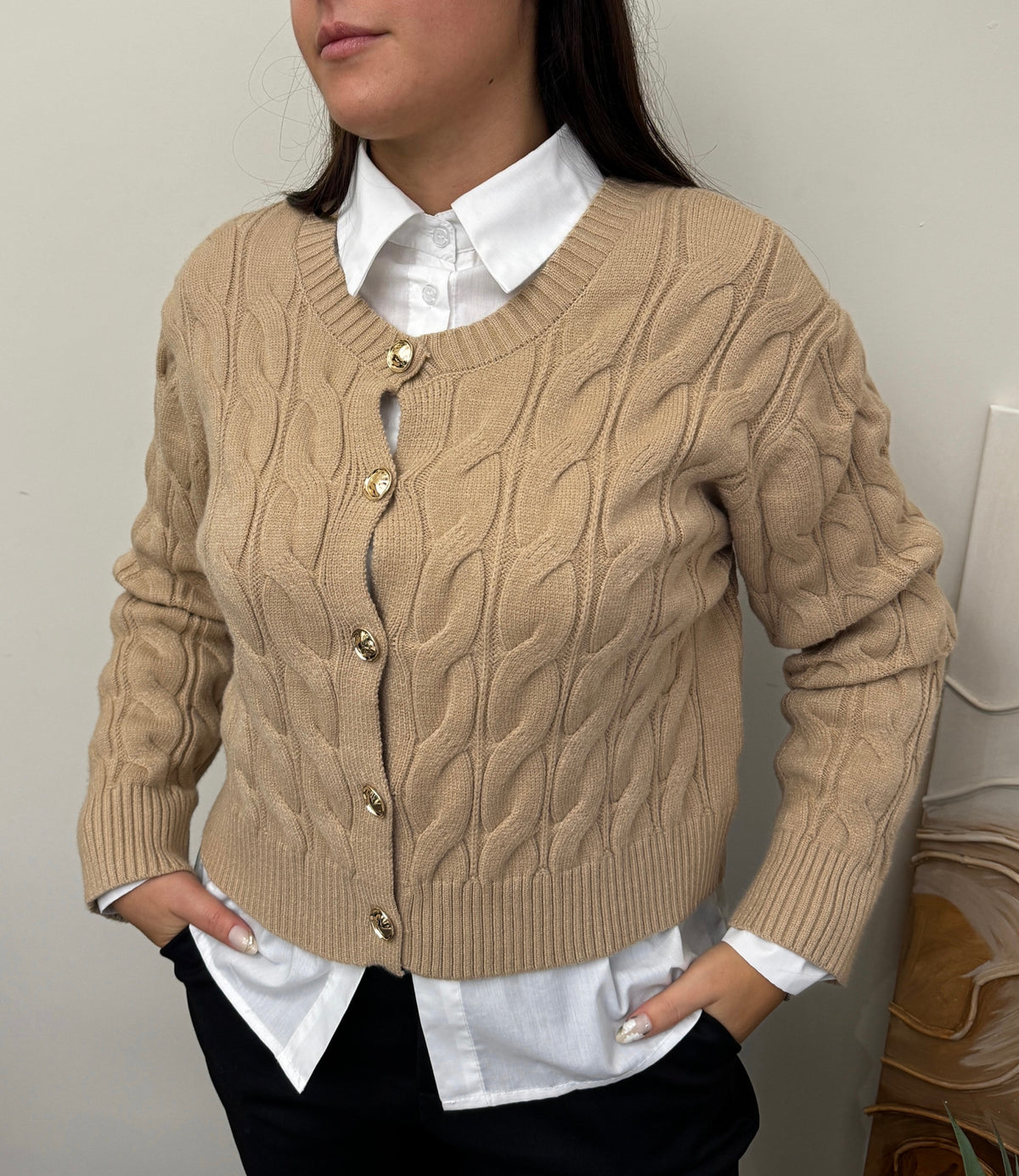 SET CARDIGAN&CAMICIA | COLLEGE BEIGE