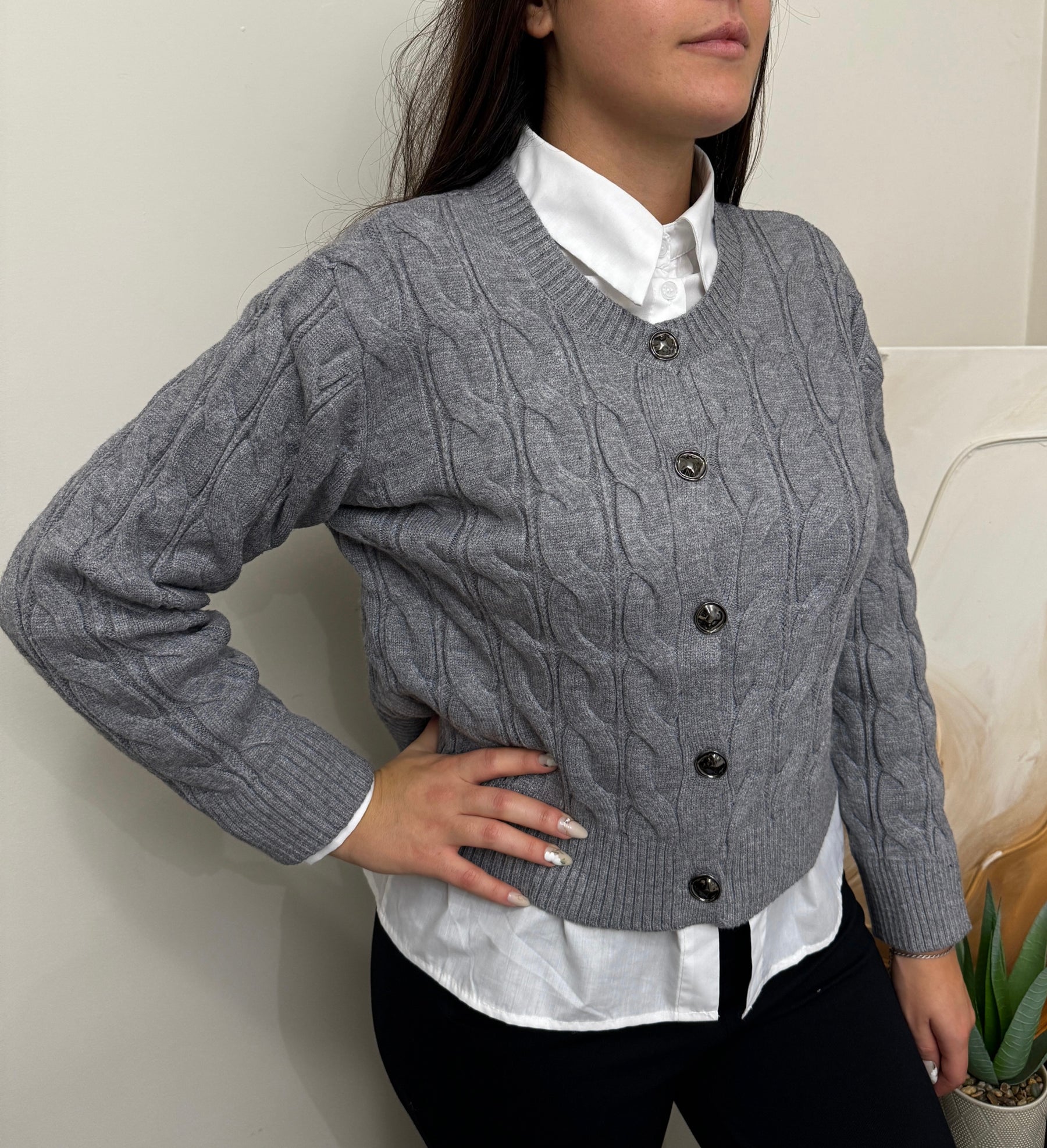 SET CARDIGAN&CAMICIA | COLLEGE GRIGIO