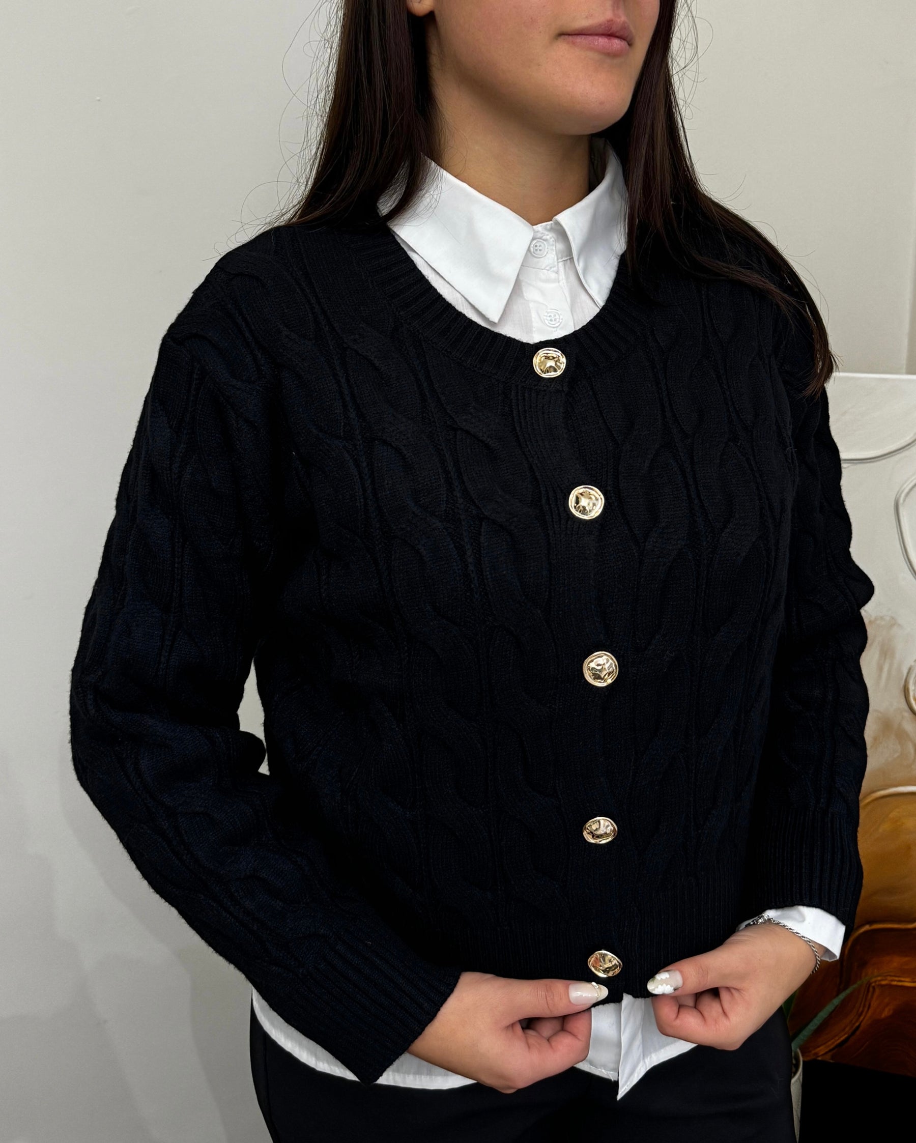 SET CARDIGAN&CAMICIA | COLLEGE NERO